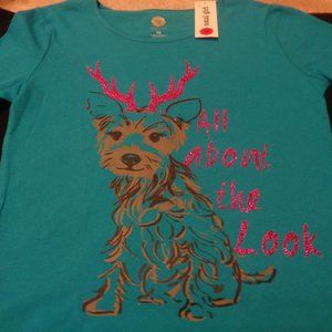 DOLLCORE DOGGIE NWT TOTAL GIRL REINDEER DOG LONG SLEEVED TEE  L 14